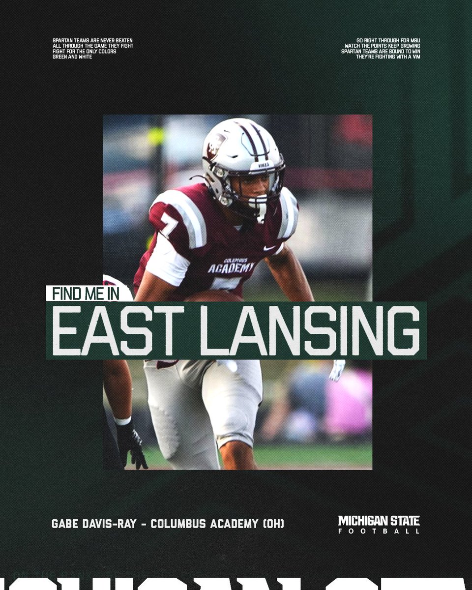 Gabe Davis-Ray (@gabe_davis5) on Twitter photo Looking forward to being <a href="/MSU_Football/">Michigan State Football</a> this weekend!!
<a href="/JA_Adams06/">James Adams</a>
<a href="/Coach_Gordon20/">Chris Gordon</a>
<a href="/AustinDArmond/">Austin</a> Looking forward to being <a href="/MSU_Football/">Michigan State Football</a> this weekend!!
<a href="/JA_Adams06/">James Adams</a>
<a href="/Coach_Gordon20/">Chris Gordon</a>
<a href="/AustinDArmond/">Austin</a>