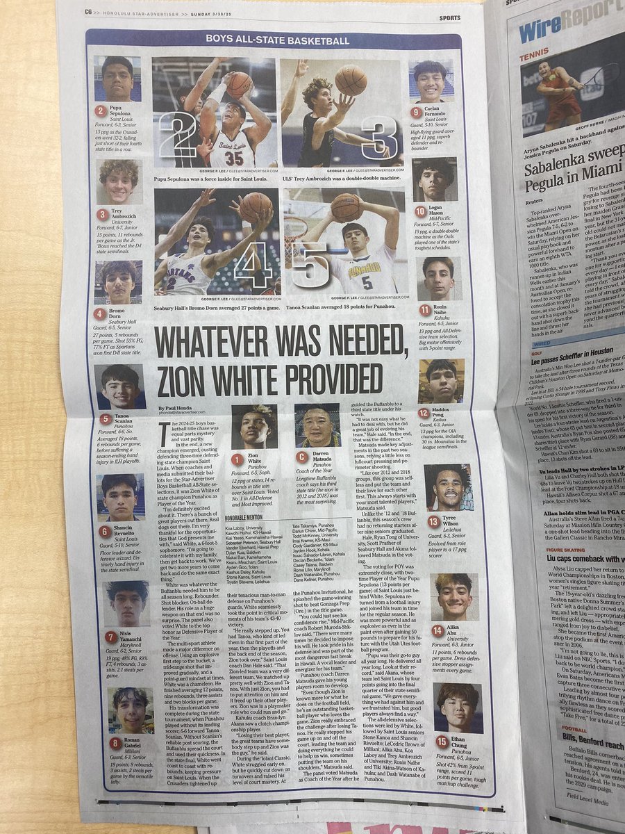 In case you missed it. Star-Advertiser Boys Basketball All-State Fab 15. 
Published Mar. 30, 2025. Voting by coaches and media.
<a href="/GoPuns/">Punahou Athletics</a> <a href="/punahou/">Punahou School</a> <a href="/StLouisHawaii/">Saint Louis School</a> <a href="/SeaburyHallAthl/">SeaburyHallAthletics</a> <a href="/MaryknollSports/">Maryknoll Athletics</a> <a href="/MililaniTrojans/">Mililani Trojans</a> <a href="/MidPacificAlum/">Mid-Pacific Alumni</a> <a href="/KahukuSports/">Kahuku Athletics</a> <a href="/KailuaSBA/">Kailua High School</a> <a href="/MulesAthletics/">Mules Athletics</a>