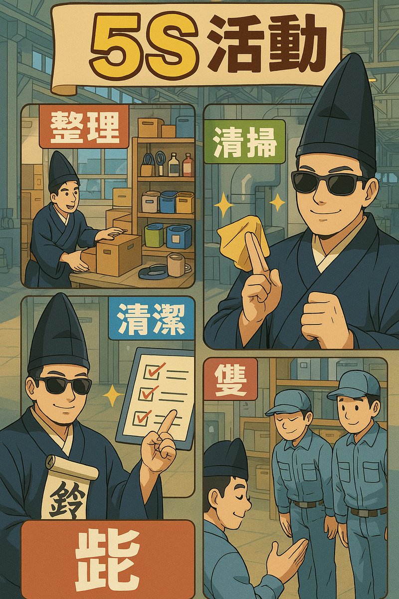 hide_webcode's tweet image. chatgtpを使って自分の画像をアニメ化して漫画風の5S活動の資料を作ってもらいました。