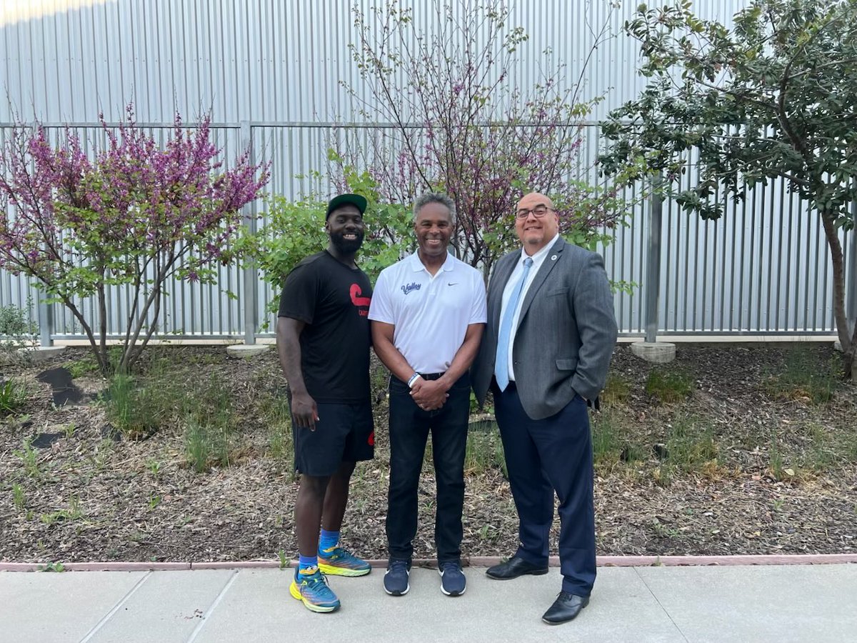 SBVC’s Kinesiology &amp; Health department is partnering with Chuze Fitness in San Bernardino to provide training for graduates of SBVC’s Fitness Specialist Program. Key figures include SBVC President Gil Contreras, Professor Ken Lawler, and Chuze Fitness Manager Devon Carter.