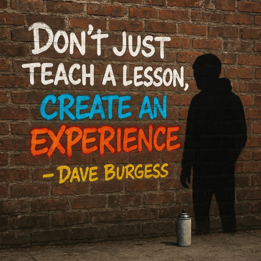 One of THE essential quotes in Teach Like a Pirate. 

“Don’t just teach a lesson, create an experience.” 
- Dave Burgess 
Grab a copy of #tlap here:

a.co/d/cxDEvFP
#dbcincbooks #leadlap