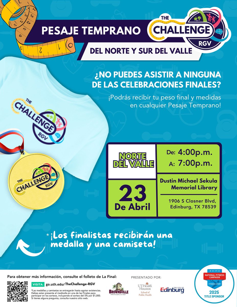 TheChallengeRGV's tweet photo. Early-Weighing happening in Upper Valley! Don't miss the opportunity to receive your final progress! 

Pesaje Temprano del Norte Del Valle! ¡No te pierdas la oportunidad de recibe tu progreso final! #thechallengergv2025 #PesajeTemprano https://t.co/0W71Roa2nJ
