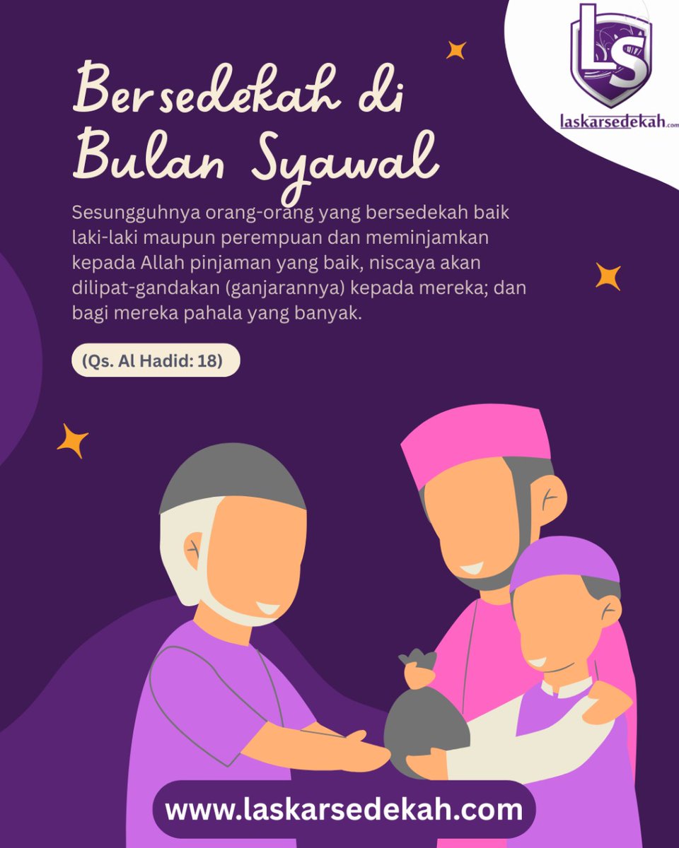 BERSEDEKAH DI BULAN SYAWAL.

Bulan Ramadhan berlalu, tapi amalan tetap selalu berlaku. Lanjutkan amalan setelah Ramadhan dengan berbagi kebaikan. Yuk berbagi di Laskar Sedekah.

Informasi &amp; konfirmasi sedekah, hubungi: wa.me/+6285774290888 (chapter Jakarta).

#Jum'atBerkah