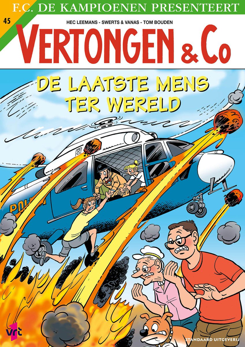 stripland_BENL's tweet photo. De #FCdeKampioenen spin-of #Vertongen &amp; Co is met De Laatste Mens ter Wereld aan z'n 45ste album toe. Markske en co gaan als vrijwilligers rivieren opruimen in #Indonesië. Volgende week te koop. #HecLeemans #WimSwerts #TomBouden #Vanas #VRT #Standaard https://t.co/hHoyvi1olc
