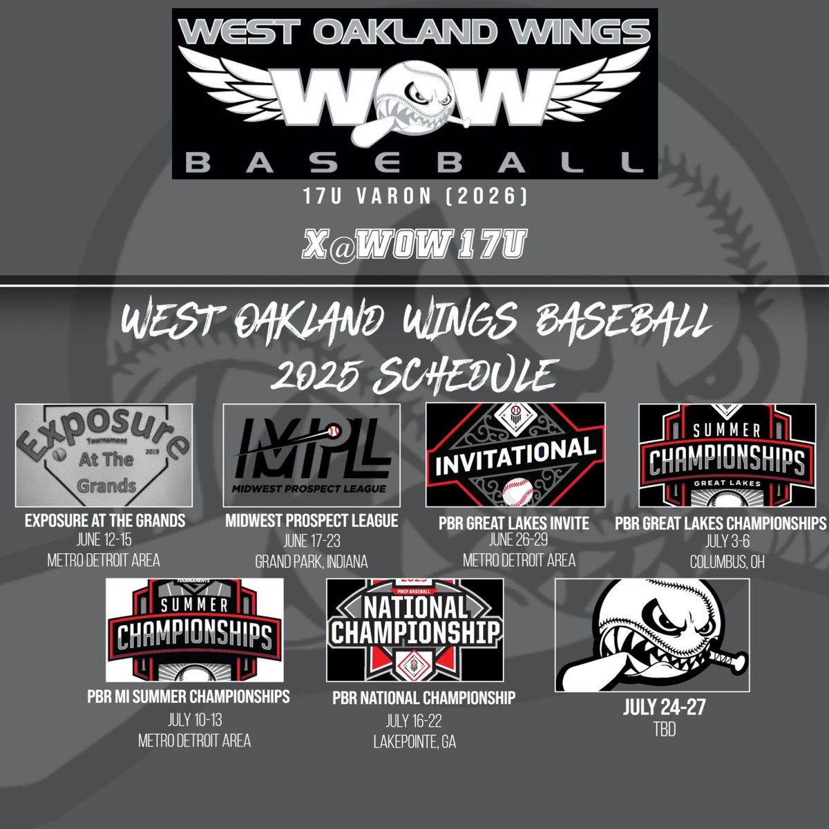 WOW17UBaseball (@wow17ubaseball) on Twitter photo Looking forward to this summer and playing in some of the best tournaments against some of the best teams in the Midwest and the country! Ready to compete!
<a href="/PrepBaseballMI/">Prep Baseball Michigan</a> <a href="/PrepBaseballOH/">Prep Baseball Ohio</a> <a href="/prepbaseball/">Prep Baseball</a> <a href="/ColdWeatherBats/">Cold Weather Bats</a> <a href="/BUncommitted/">Baseball_Uncommitted</a> <a href="/StraightGasMI/">Straight Gas β½οΈ</a> <a href="/HVACSPORTS/">West Oakland Wings βΎοΈπ₯Ages 4-18</a> <a href="/ExposedatGrands/">Exposure at the Grands</a> Looking forward to this summer and playing in some of the best tournaments against some of the best teams in the Midwest and the country! Ready to compete!
<a href="/PrepBaseballMI/">Prep Baseball Michigan</a> <a href="/PrepBaseballOH/">Prep Baseball Ohio</a> <a href="/prepbaseball/">Prep Baseball</a> <a href="/ColdWeatherBats/">Cold Weather Bats</a> <a href="/BUncommitted/">Baseball_Uncommitted</a> <a href="/StraightGasMI/">Straight Gas β½οΈ</a> <a href="/HVACSPORTS/">West Oakland Wings βΎοΈπ₯Ages 4-18</a> <a href="/ExposedatGrands/">Exposure at the Grands</a>