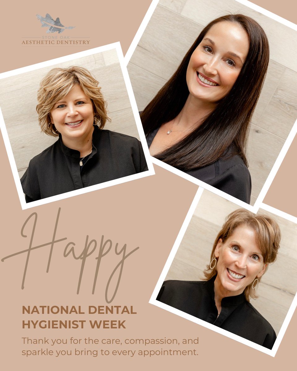 StoneOakDDS's tweet photo. Celebrating the heart of healthy smiles — our amazing hygienists! 🦷🤎 Thank you for the care, compassion, and sparkle you bring to every appointment.

#NationalDentalHygienistsWeek #ThankYouHygienists #StoneOakAesthetics https://t.co/L27yH6mTIh