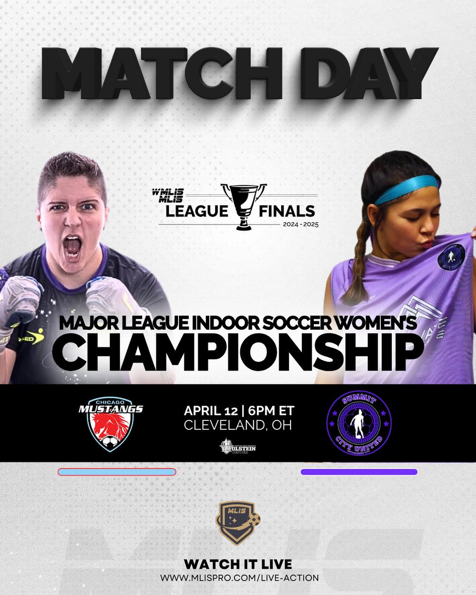 MLIS (@mlispro) on Twitter photo Championship Match Day. 🏆🤫
Tonight. 6 PM.
<a href="/MustangsSoccer/">Chicago Mustangs</a> vs. @Sumitcityunited battle for the first ever WMLIS Championship title.
Who you got? Let us know in the comments!
TUNE IN at mlispro.com/live-action Championship Match Day. 🏆🤫
Tonight. 6 PM.
<a href="/MustangsSoccer/">Chicago Mustangs</a> vs. @Sumitcityunited battle for the first ever WMLIS Championship title.
Who you got? Let us know in the comments!
TUNE IN at mlispro.com/live-action