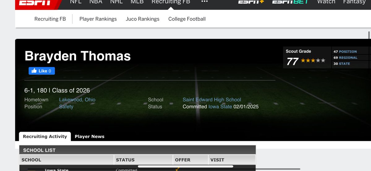 3⭐️|Brayden Thomas (@braydenthomas01) on Twitter photo Blessed to be ranked a 3⭐️on every platform
🎥 hudl.com/v/2R4iCg
<a href="/AllenTrieu/">Allen Trieu</a> <a href="/On3Recruits/">Follow <a href="/Rivals/">Rivals</a></a> <a href="/StephConn5/">Stephen Conneely</a> @Rivals <a href="/TheUCReport/">Billy Tucker</a> Blessed to be ranked a 3⭐️on every platform
🎥 hudl.com/v/2R4iCg
<a href="/AllenTrieu/">Allen Trieu</a> <a href="/On3Recruits/">Follow <a href="/Rivals/">Rivals</a></a> <a href="/StephConn5/">Stephen Conneely</a> @Rivals <a href="/TheUCReport/">Billy Tucker</a>