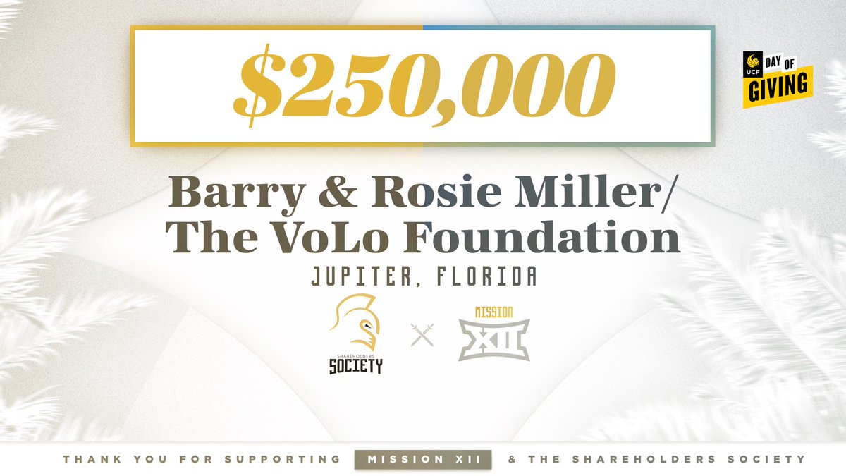 UCF ChargeOn Fund (@chargeonfund) on Twitter photo WHAT. A. DAY. 💪
Thank you to Barry ‘95 and Rosie ‘95 Miller for your commitment to support <a href="/UCF_Football/">UCF Football</a> in their pursuit of excellence on and off the field. 🏈
#UCFDayofGiving WHAT. A. DAY. 💪
Thank you to Barry ‘95 and Rosie ‘95 Miller for your commitment to support <a href="/UCF_Football/">UCF Football</a> in their pursuit of excellence on and off the field. 🏈
#UCFDayofGiving