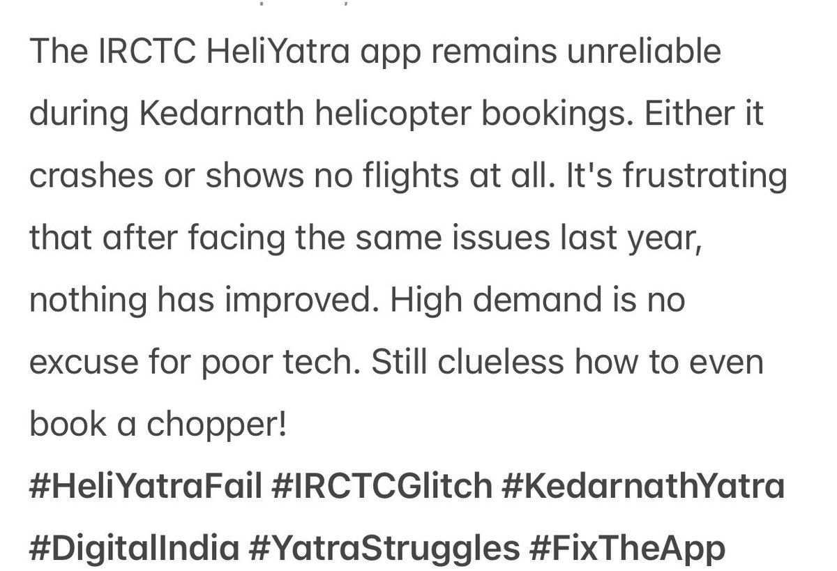Jaya393's tweet photo. #HeliYatraFail #IRCTCGlitch #KedarnathYatra #DigitalIndia #YatraStruggles #FixTheApp 
@IRCTCofficial @AshwiniVaishnaw @UTDBofficial @cmo_uttarakhand @Heliyatra_IRCTC https://t.co/uHs26i8Agb