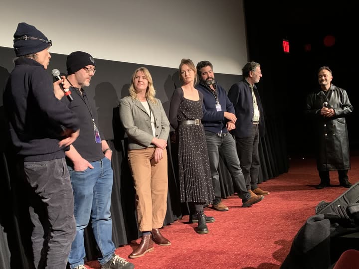 International Sci Fi Block at Cinema Village. From left. Movie : (GREED, writer Patrick de Caumette, director Mike Hay), (BLOOM, Co director Rachel Morgan;   (ANWAR lead actor Kerry Bishe, Director Fawaz Al-Matrouk, (REBECCA) lead actor Henri Cohen