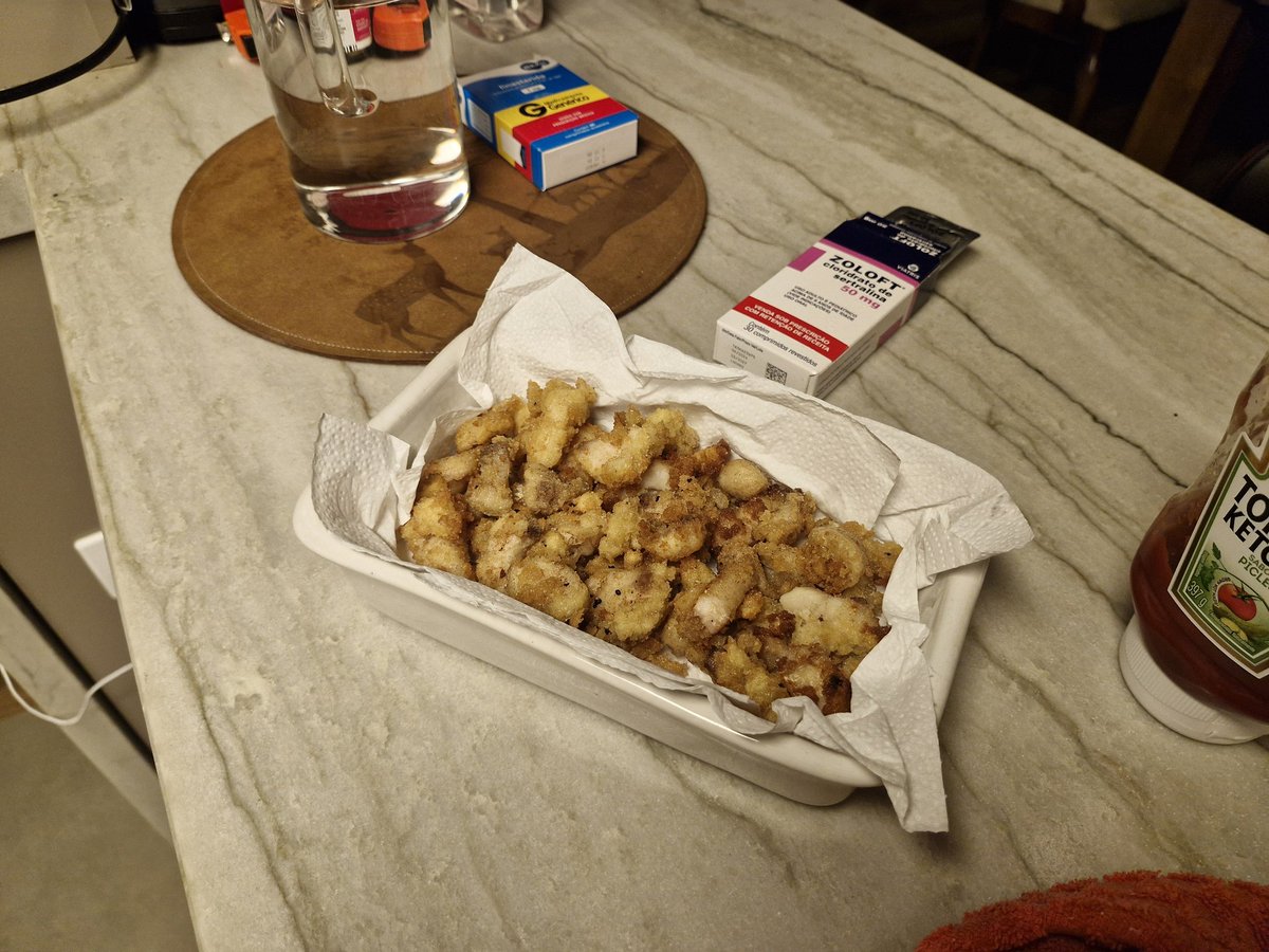 GothicFishing's tweet photo. Deep fried catfish bits #FryCook #Zoloft https://t.co/NZ0ocqWw2c