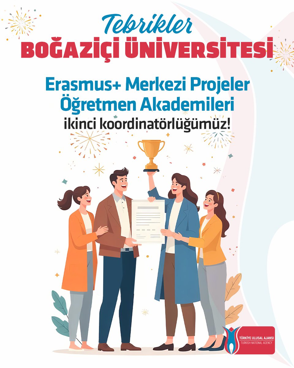 📢Erasmus+ Merkezi Öğretmen Akademileri Projelerinde ülkemiz yeni bir başarıya daha imza attı.
📢@unibogazici koordinatörlüğünde hazırlanan ve 7 farklı ülkeden 13 ortağın bir araya geldiği DECITEL isimli proje Erasmus+ Merkezi Proje fırsatlarından olan Erasmus+ Öğretmen