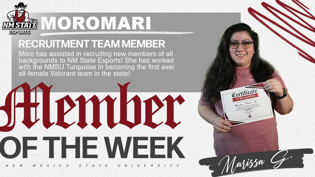 NM State Esports (@nmstateesports) on Twitter photo FEATURE FRIDAY // <a href="/uhapplejuice/">moro ˗ˏˋ ★ ˎˊ˗</a>
Moro has set the standard for making NMSU Esports the most inclusive lab on campus! With a female lead in our recruitment efforts, Moro helps with reaching new Esports members from all backgrounds to learn about our program! #GoAggies FEATURE FRIDAY // <a href="/uhapplejuice/">moro ˗ˏˋ ★ ˎˊ˗</a>
Moro has set the standard for making NMSU Esports the most inclusive lab on campus! With a female lead in our recruitment efforts, Moro helps with reaching new Esports members from all backgrounds to learn about our program! #GoAggies
