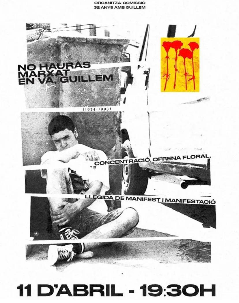 🌹32 anys després, seguim amb tu

Derrotarem el feixisme amb tu present en la nostra memòria i no hauràs marxat en va, Guillem

Ens trobem avui a Burjassot