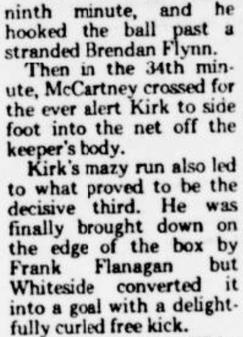 On this day in 1986, our very own
Jamesie Kirk stole the show as the B Division select team beat League of Ireland B 3-2 at the Oval

Jamesie, with the best individual performance of the night, also got on the scoresheet, scoring the second goal