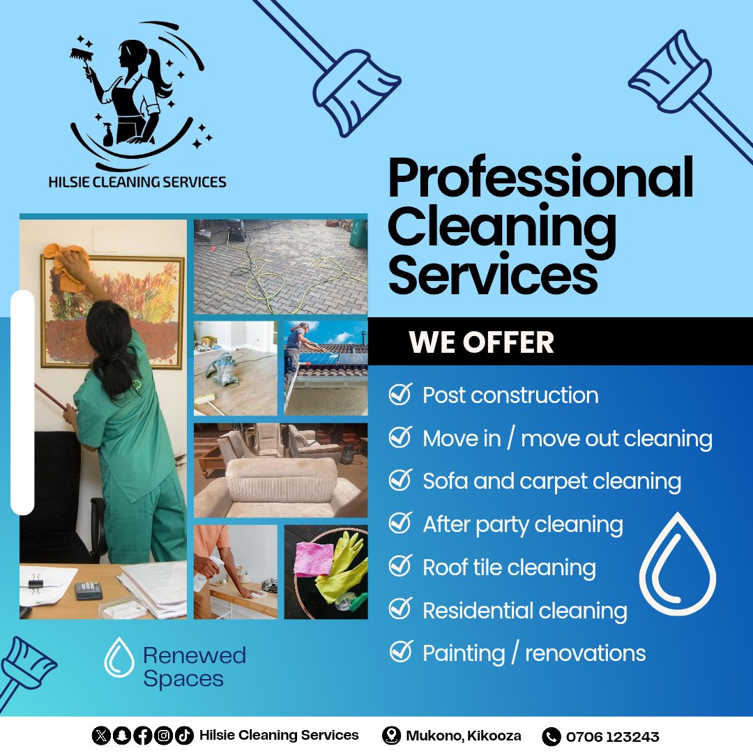 mukyalaNeighbor's tweet photo. Cleaning services
For all your compound cleaning needs (pressure washing ) needs contact @HilsieCleaning on 0706123243
A clean compound is equal to a happy home
#cleaningservices
#clean
#cleanhomes
#mukono https://t.co/NqppFyweGf