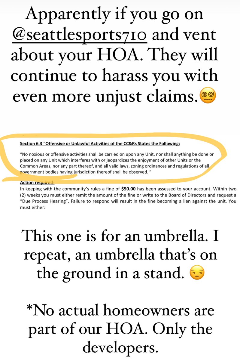 Help me make my HOA famous.  When someone doesn’t want you to use an umbrella to shade your kids while they are playing…and goes as far as trying to fine us for being “offensive and unlawful”, that’s some shit. It’s an umbrella and doesn’t go against any of our HOA cc&amp;rs or any