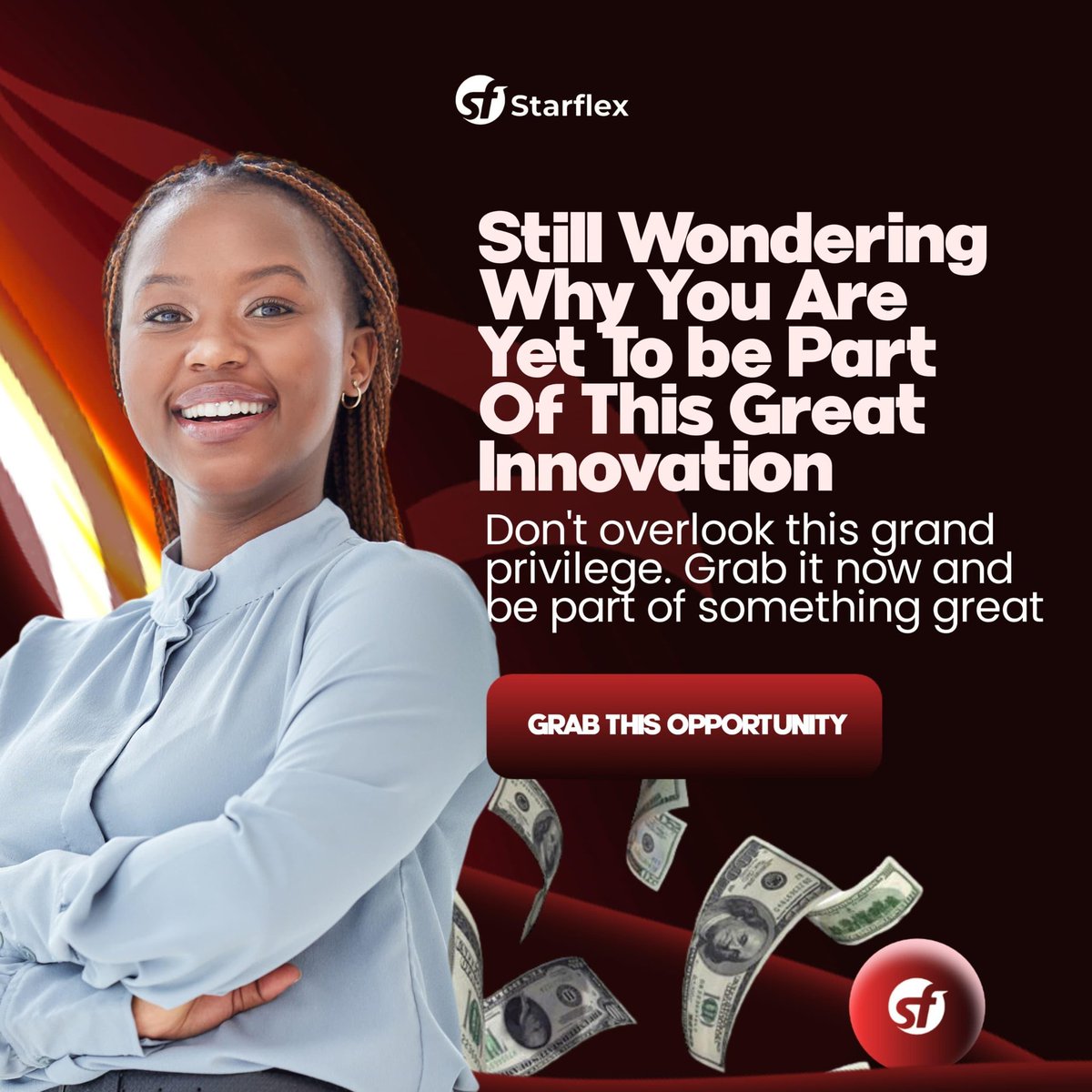 Starflexglobal1's tweet photo. You need to worry less about disappointment—StarFlex won’t let you down! 🙌

Sign up-https://t.co/hpeZyQUjTr

#StarFlex #NoDisappointments #RealDeal #MakeMoneyOnline #CashOutDaily
#TrustedPlatform #OnlineHustle #EarnWithEase #SmartMoves #OpportunityKno https://t.co/HnGSqK2y1Y