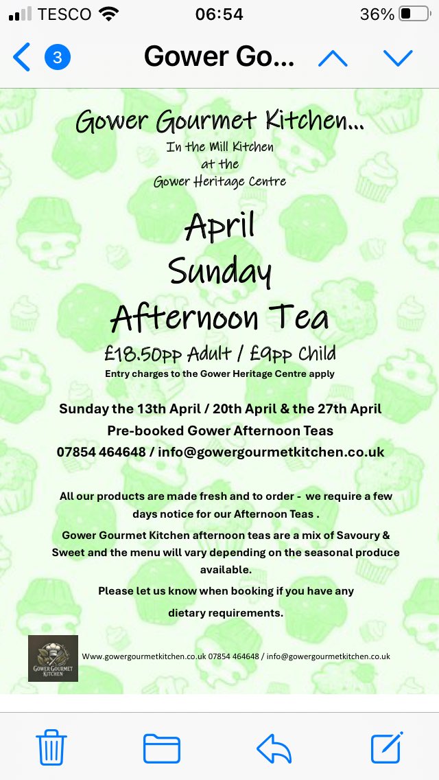 I am now known as the Gower Gourmet Kitchen and this April we are doing afternoon teas at the Gower heritage centre