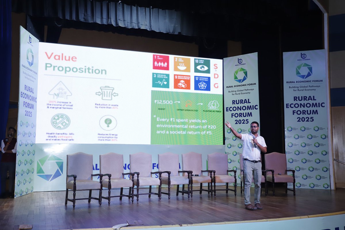 IChamberOrg's tweet photo. REF 2025 Session 6 - From Bharat to the World: Scaling Rural Enterprises for Global Impact
This session celebrated the inspiring journey of rural entrepreneurs and startups that are reshaping India's economic landscape from the grassroots. By showcasing real success stories from across Bharat, the discussion highlighted how rural enterprises are not only addressing local challenges but also building scalable, sustainable business models with the potential to compete and thrive globally.
Key themes explored included:
•Transformational journeys of rural startups and entrepreneurs
•Building resilient and inclusive business models rooted in rural contexts
•Leveraging innovation, technology, and partnerships to enable scale
•Creating pathways for global integration through quality, branding, and market access
•The role of ecosystem enablers, government, and investors in accelerating rural enterprise growth
The session emphasized that the future of India's growth story lies in unlocking the potential of its villages—and taking their innovations to the world.
#RuralEconomicForum 
#ProjectONEFUTURE
#SSG