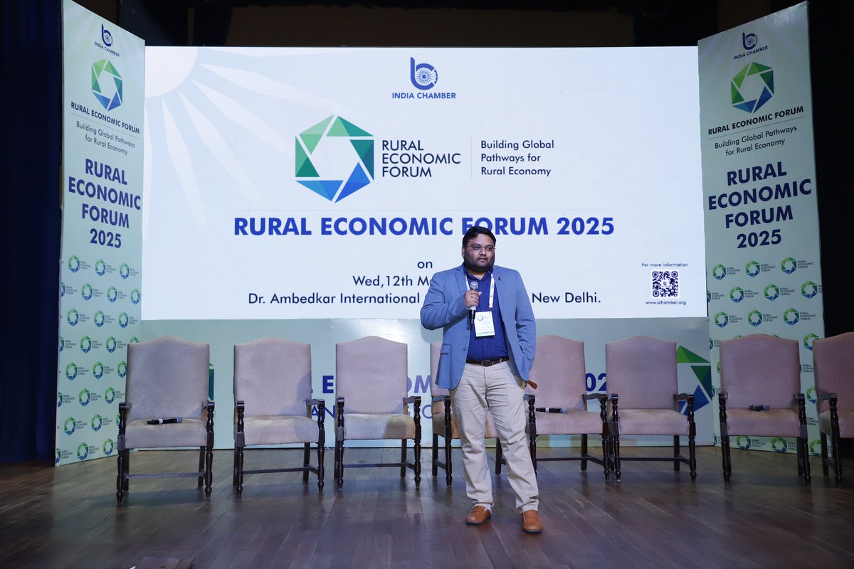 IChamberOrg's tweet photo. REF 2025 Session 6 - From Bharat to the World: Scaling Rural Enterprises for Global Impact
This session celebrated the inspiring journey of rural entrepreneurs and startups that are reshaping India's economic landscape from the grassroots. By showcasing real success stories from across Bharat, the discussion highlighted how rural enterprises are not only addressing local challenges but also building scalable, sustainable business models with the potential to compete and thrive globally.
Key themes explored included:
•Transformational journeys of rural startups and entrepreneurs
•Building resilient and inclusive business models rooted in rural contexts
•Leveraging innovation, technology, and partnerships to enable scale
•Creating pathways for global integration through quality, branding, and market access
•The role of ecosystem enablers, government, and investors in accelerating rural enterprise growth
The session emphasized that the future of India's growth story lies in unlocking the potential of its villages—and taking their innovations to the world.
#RuralEconomicForum 
#ProjectONEFUTURE
#SSG