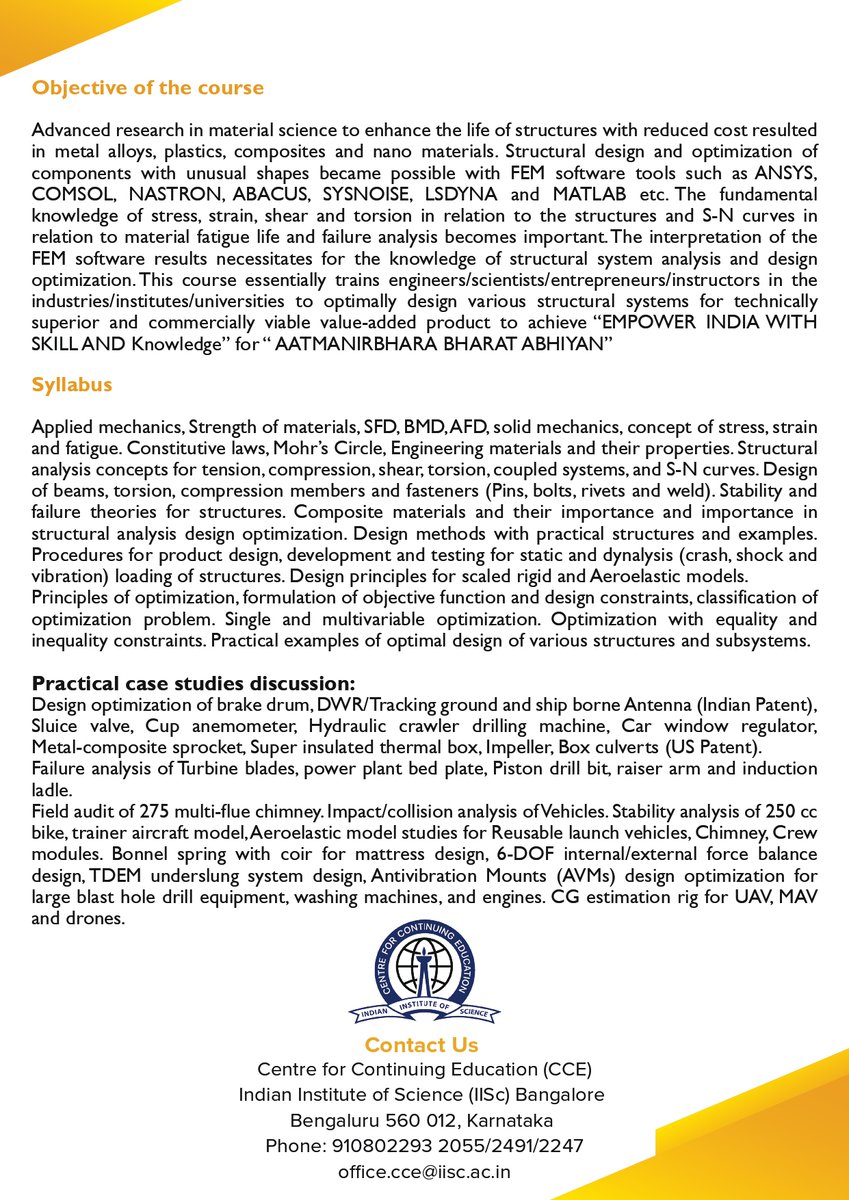 cce_iisc's tweet image. Dive deep into the principles of structural analysis while mastering cutting-edge design optimization techniques that can elevate your career to new heights.

Know more: cce.iisc.ac.in/cce-proficienc…

#IIScBangalore #DesignOptimization #Structural #StructuralAnalysis #StructuralDesign