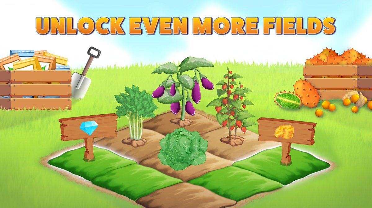 🧑🏻‍🌾 Become the largest landowner!
More land = more Coins, XP = #1 in the leaderboard

It's your time to own it all - just unlock more fields: 
- Field 2-6: level up &amp; use Coins to get them
- Field 7+: you'll need Gems + Coins

🌾Expand your land: t.me/HappyFarmerGam…