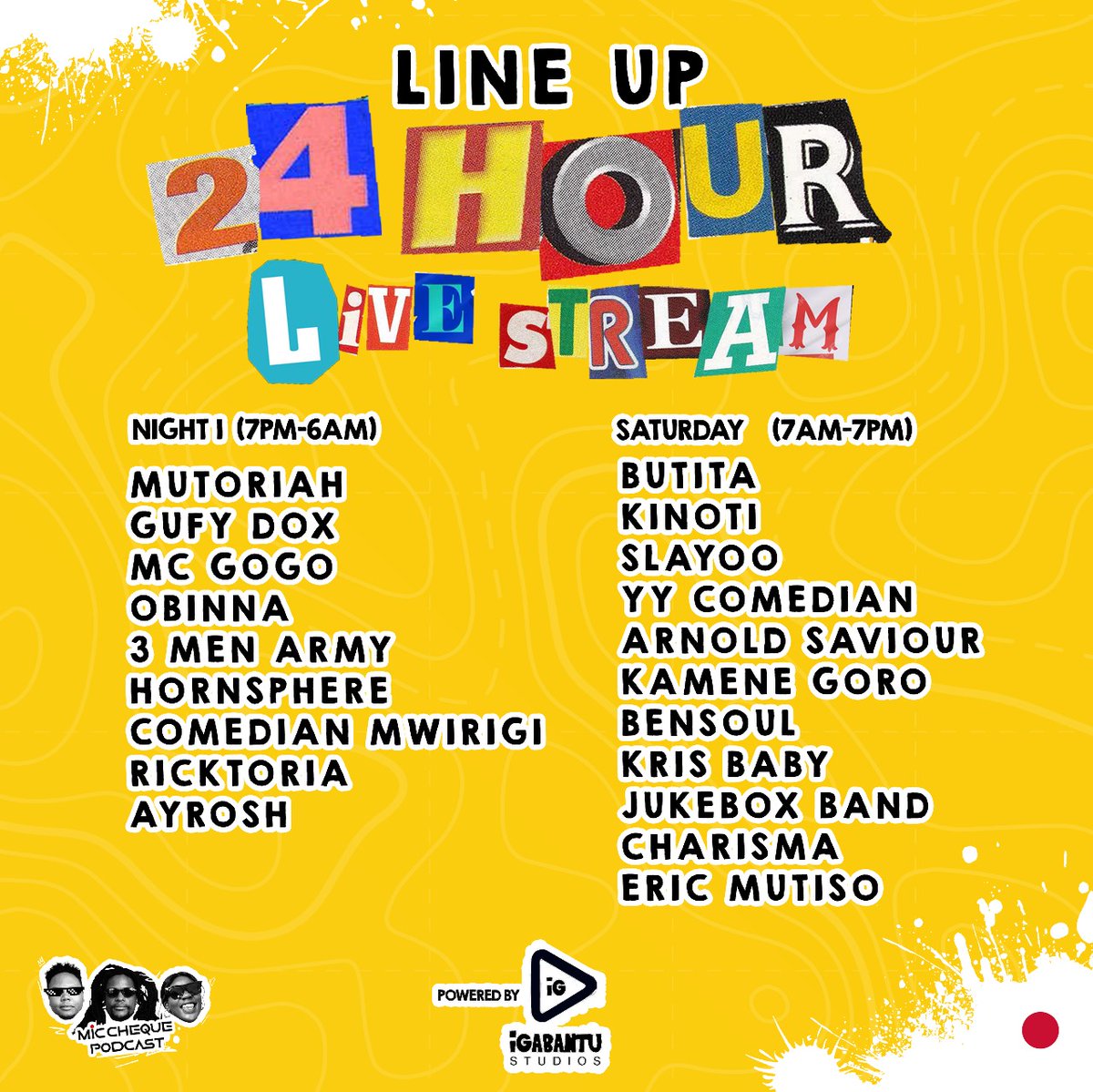On your mark, Get set... toka job mapema! 😂

The LIVESTREAM kicks off today at 7PM EAT on YouTube for 24 HOURS straight with the baddest lineup🔥, vibes on vibes mpaka Kesho! 
See you in the chat 🤗

youtube.com/live/AJ3p1s1eG…