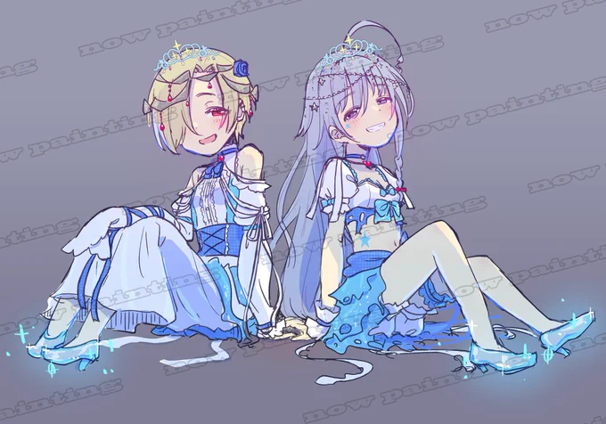 イラストの全体図のラフとなります～!フラスタ全体のデザインもお楽しみに!!!まだまだ参加者募集中です～!#白坂小梅 #星輝子 