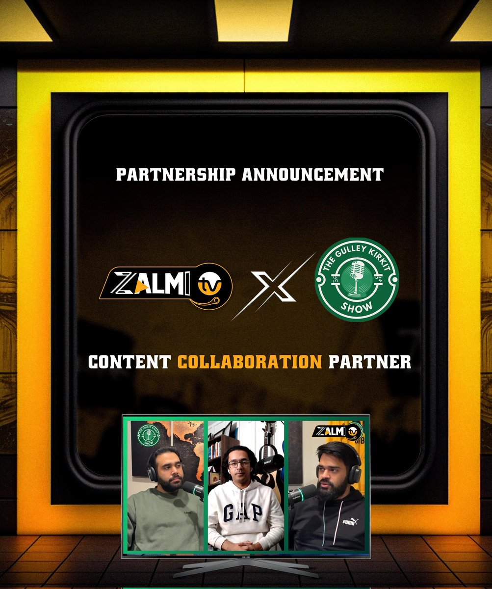 📣 Partnership Announcement: Zalmi TV x Gulley Kirkit Show

We’re thrilled to welcome <a href="/TheGulleyKirkit/">The Gulley Kirkit Show</a> to the Zalmi TV family! Known for their energetic and insightful online pre-match and match analysis sessions.

#PSLX #Cricket #ZalmiTVxGulleyKirkitShow