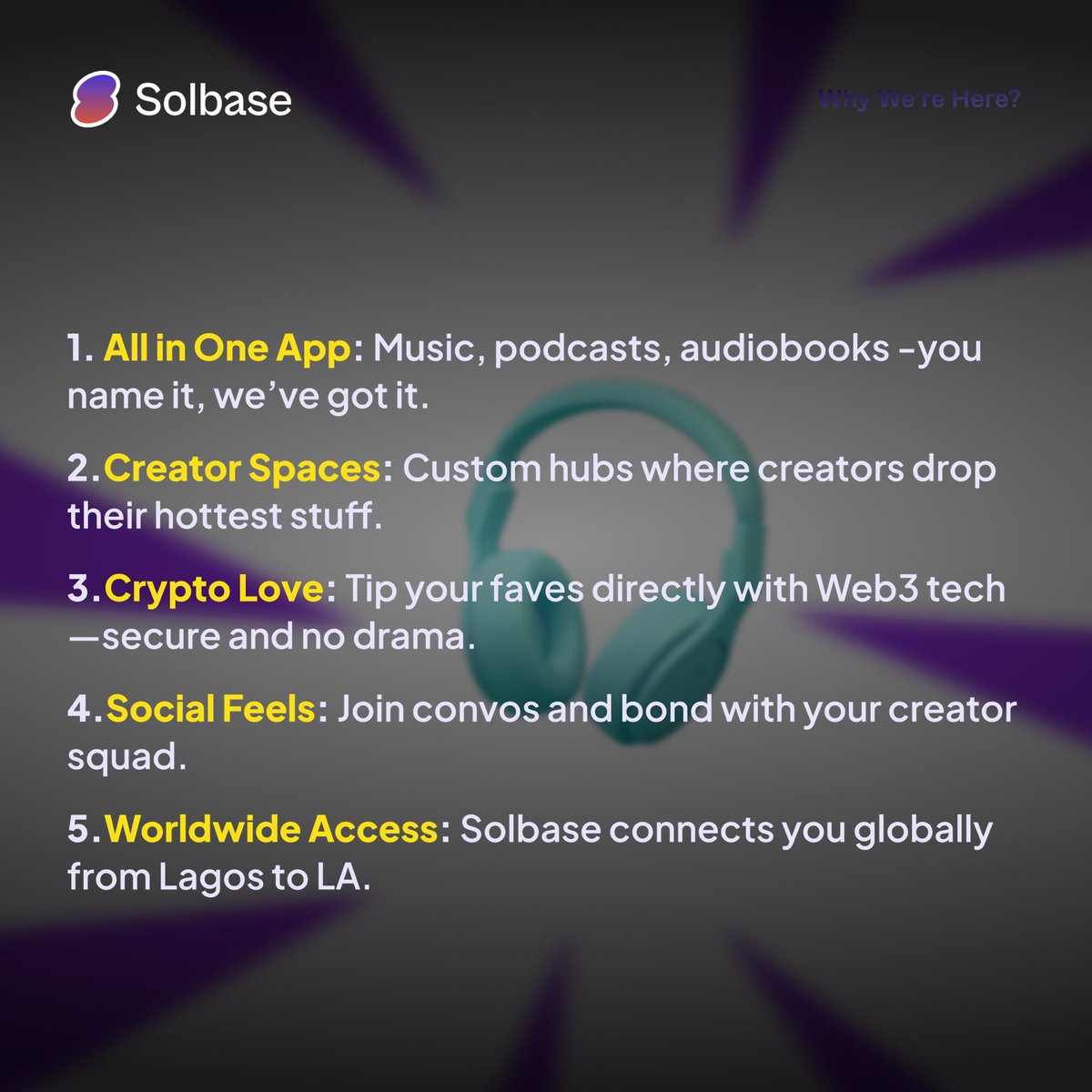 Why settle for less when you can have it all?  

Solbase lets you stream music, podcasts &amp; audiobooks, support creators with crypto, &amp; vibe from Lagos to LA.  

Built for creators. Powered by community.  

Limited test slots available! Sign up via link in bio. 

 #Web3 #Solbasehq