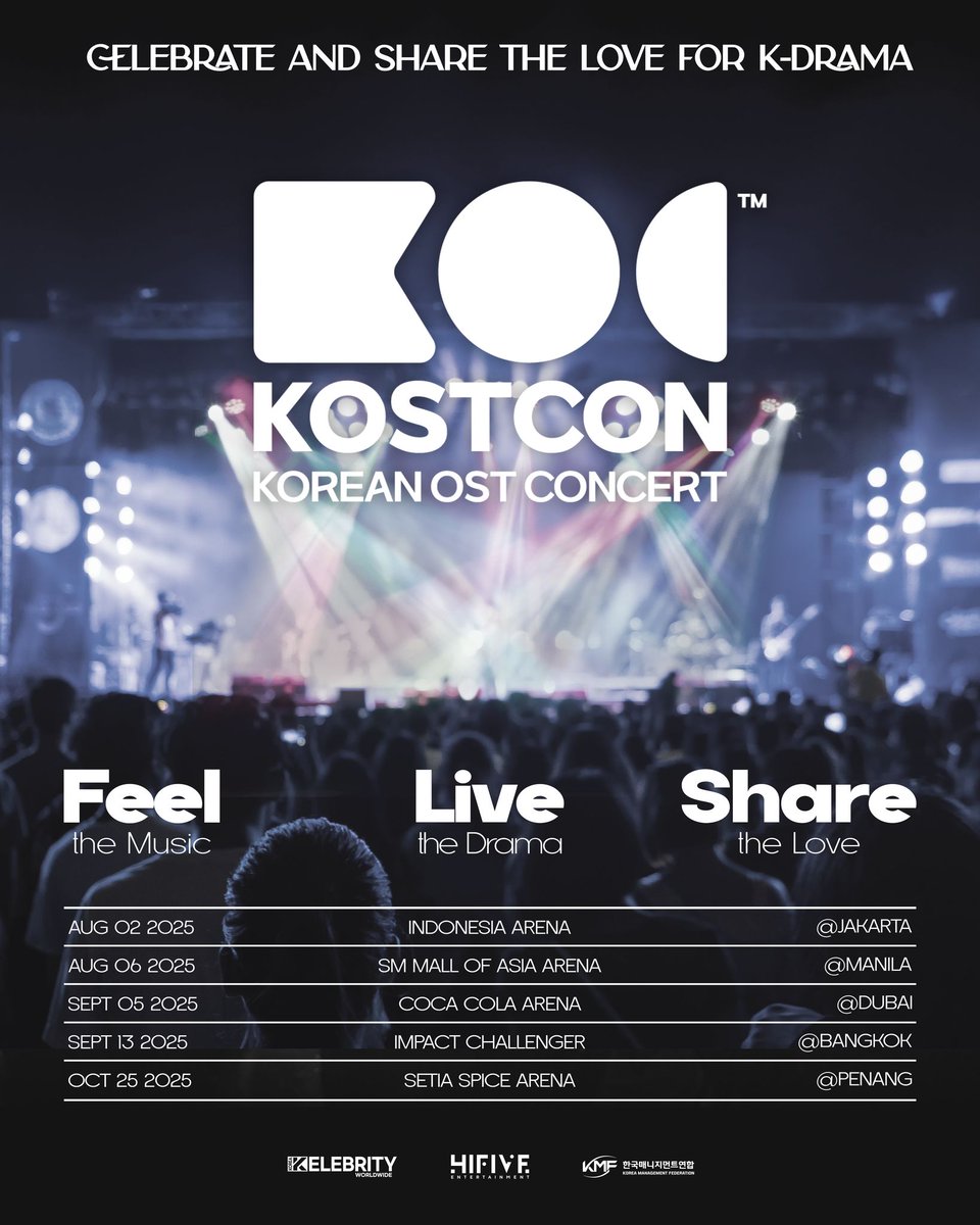 kelebrityworld's tweet photo. Ready to bring the Biggest Korean OST Concert - KOSTCON. Experience the Kdrama daily life, live in front of you. Celebrate and Share the love #Kostcon #Konser #2025 #Hifive #Kelebrity #kdrama #ost #drakor #Jakarta #Manila #Dubai #Bangkok #Penang #Malaysia https://t.co/kmrHRgczwa