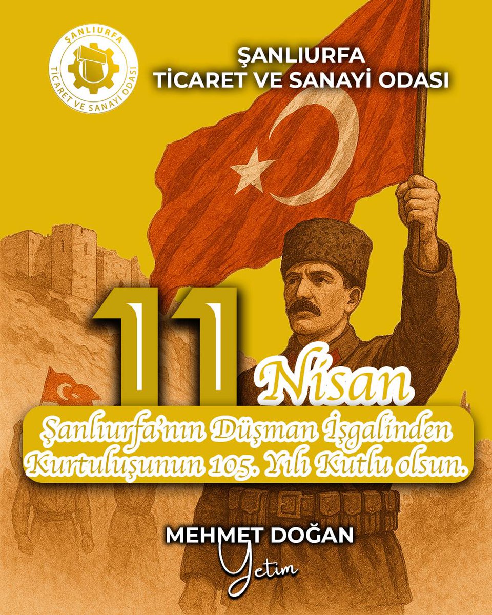 ŞUTSO (@sanliurfatso) on Twitter photo Medeniyetin Başkenti, İstiklal Madalyalı Şehir Şanlıurfa'mızın kurtuluşunun, 105. Yılını Kutluyor, kurtuluş mücadelemizin kahramanlarını rahmetle ve saygıyla anıyoruz.
11 Nisan Kurtuluş Bayramımız Kutlu Olsun.
<a href="/mdoganyetim/">Mehmet Doğan Yetim</a> <a href="/serhatkrd/">Serhat KARADAĞ</a> <a href="/komiteleri/">ŞUTSO Meslek Komiteleri</a> <a href="/TOBBiletisim/">TOBB</a> <a href="/RHisarciklioglu/">Rifat Hisarcıklıoğlu</a> Medeniyetin Başkenti, İstiklal Madalyalı Şehir Şanlıurfa'mızın kurtuluşunun, 105. Yılını Kutluyor, kurtuluş mücadelemizin kahramanlarını rahmetle ve saygıyla anıyoruz.
11 Nisan Kurtuluş Bayramımız Kutlu Olsun.
<a href="/mdoganyetim/">Mehmet Doğan Yetim</a> <a href="/serhatkrd/">Serhat KARADAĞ</a> <a href="/komiteleri/">ŞUTSO Meslek Komiteleri</a> <a href="/TOBBiletisim/">TOBB</a> <a href="/RHisarciklioglu/">Rifat Hisarcıklıoğlu</a>