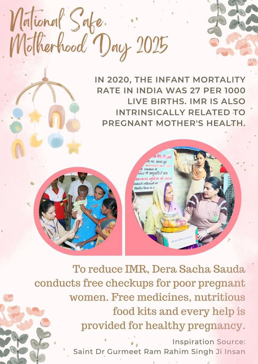MrsRidhima's tweet photo. Motherhood is lovely &amp; beautiful journey for every women. But for destitute &amp; poor pregnant it's difficult to get proper good diet. To help such women's Saint MSG started #RespectMotherhood initiative, in which free of cost nutritional diet is provided
#NationalSafeMotherhoodDay https://t.co/V2UQxdPqQC