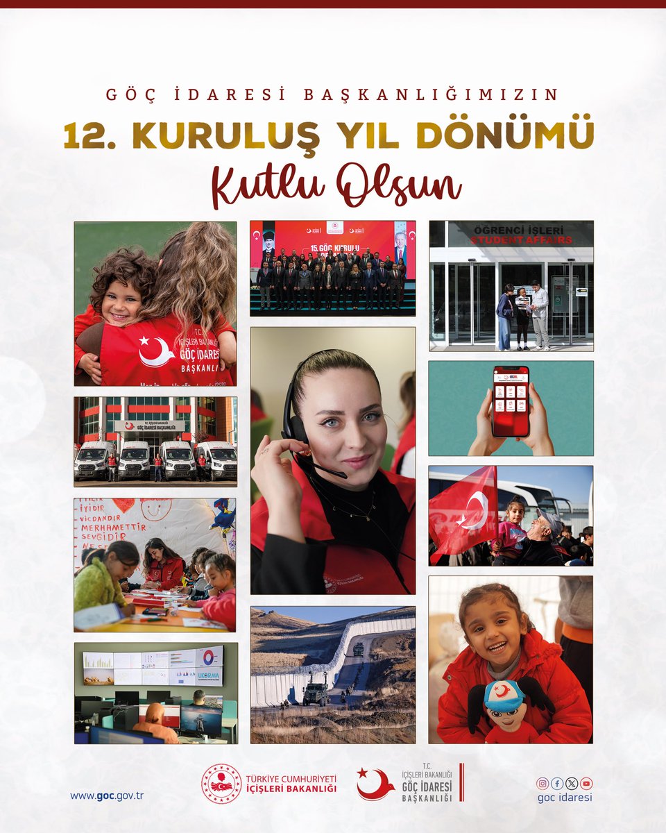 Göç İdaresi Başkanlığımız 12 yaşında🇹🇷

Türkiye, göç yönetiminde;

📌Hukuk, insan hakları ve milli menfaatlerimiz temelinde,

📌 Medeniyet değerlerimizden güç alarak,

📌Kamu düzeni, kamu güvenliği ve kamu sağlığından taviz vermeden,

📌Göçün uzun dönemdeki risk ve fırsat