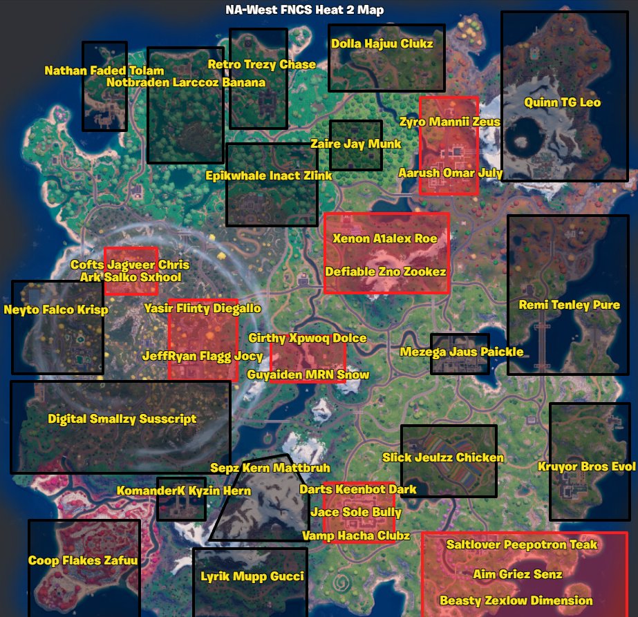 NA-West FNCS Heats 1 &amp; 2 Dropmap 🗺️