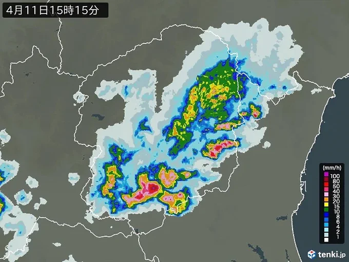 栃木市、ゲリラ雷雨なう! 