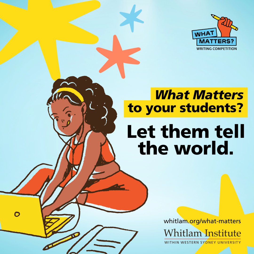 What Matters?  is open now —  it’s a powerful opportunity for kids to express what they care about most.
📝 Fiction. Non-fiction. Poetry. Persuasion.
🆓 Free to enter
🗓️ 5 weeks left to sign up
🎁 Incredible prizes + national recognition
🔗 whitlam.org/what-matters