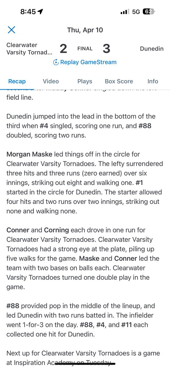 MorganMaske2026's tweet photo. Hard fought game for @CLW_softball tough loss but we will bounce back! I pitched 7 innings giving up 3 hits with 8 SO and 0 ER. @CoachMarioH @amber_fiser @OspreySB @UCF_Softball @jklinefelter_1 @Get2CollegAth @CoastRecruits @YAthletesF https://t.co/aNN2D24ayG