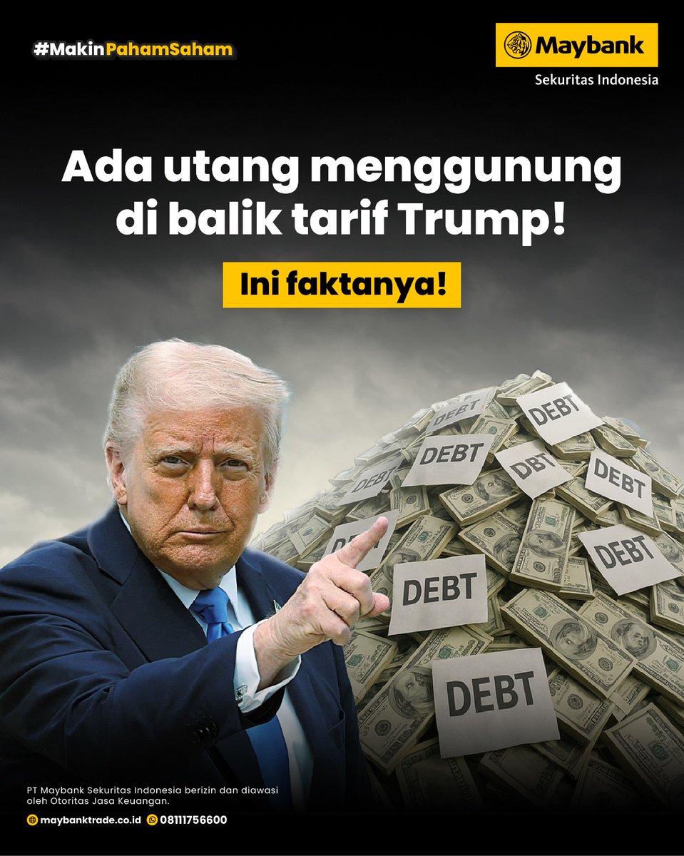 MaybankTradeID's tweet photo. Tarif Trump bukan cuma soal dagang! Di balik tarif impor tinggi, ada strategi buat ngurangin beban utang Amerika yang menggunung! 😱 Gimana menurut kamu Mayfriends?

#MaybankSekuritas #MaybankTradeID #MakinPahamSaham #Investasi #InvestasiSaham #TarifTrump #UtangAS #EkonomiGlobal https://t.co/lzxQnsFFz7