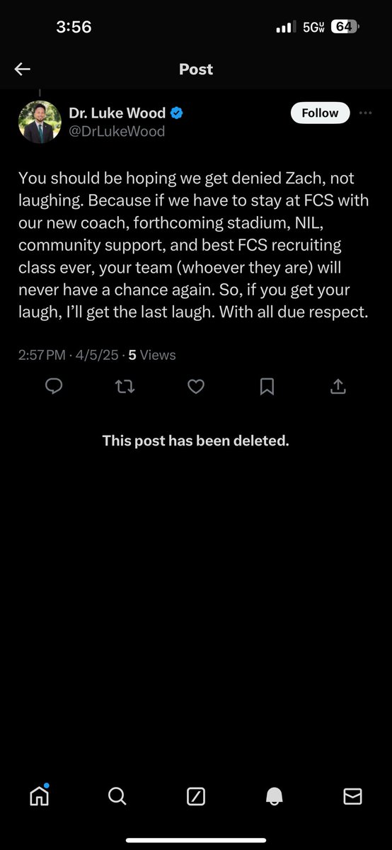 zach_luebeck's tweet photo. Ladies and gentlemen may I present to you, the most immature college president in the country! Take notes @pac12 @MountainWest you don’t want this guy anywhere near your leagues. https://t.co/g8Ipt4JynL