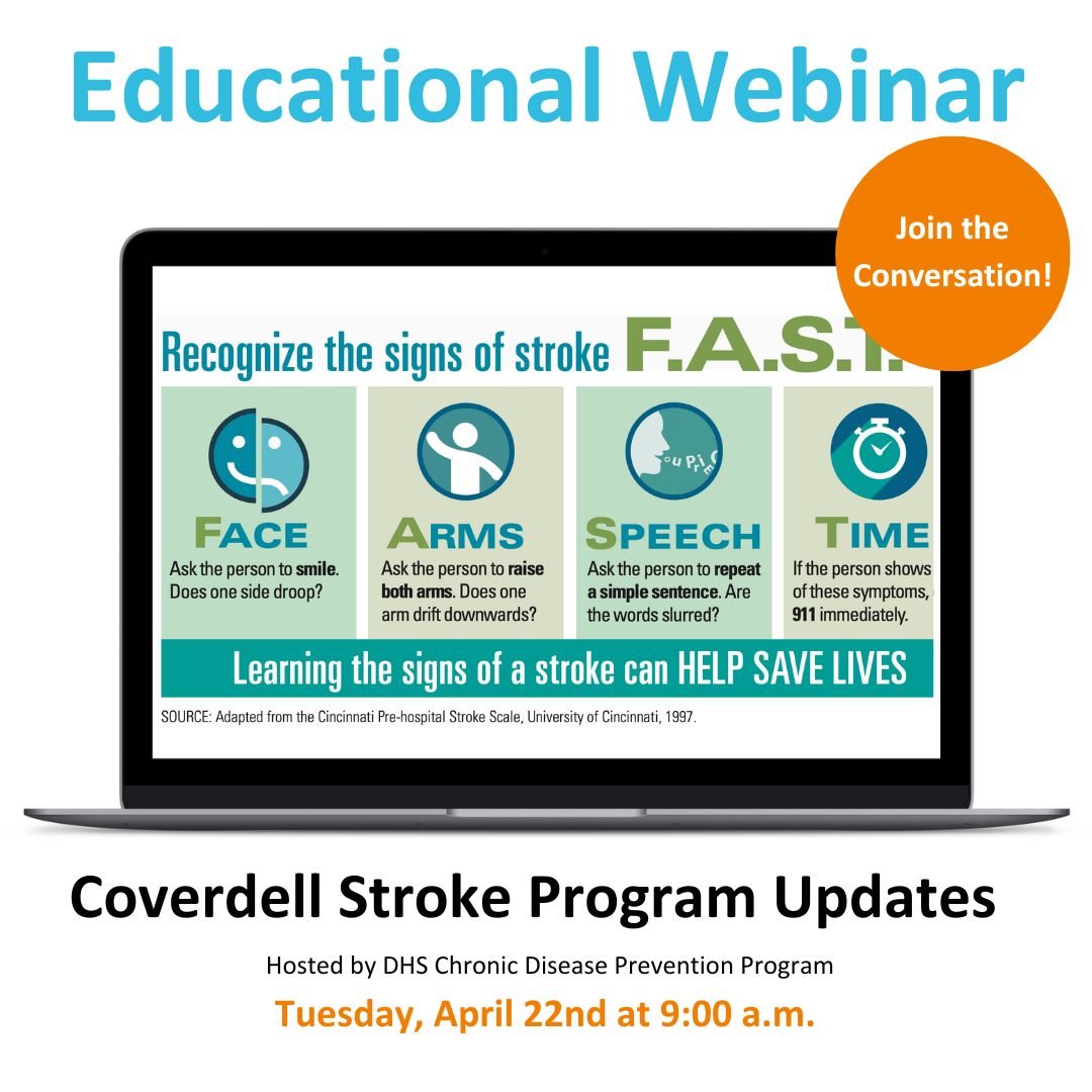 In honor of Stroke Awareness Month (May), join <a href="/DHSWI/">WIDeptHealthServices</a>’s Chronic Disease Prevention Program for their monthly Zoom call on the Coverdell Stroke Program. It is on Tuesday, April 22nd at 9:00 a.m. 

Register today ➡️ dhswi.zoomgov.com/meeting/regist…