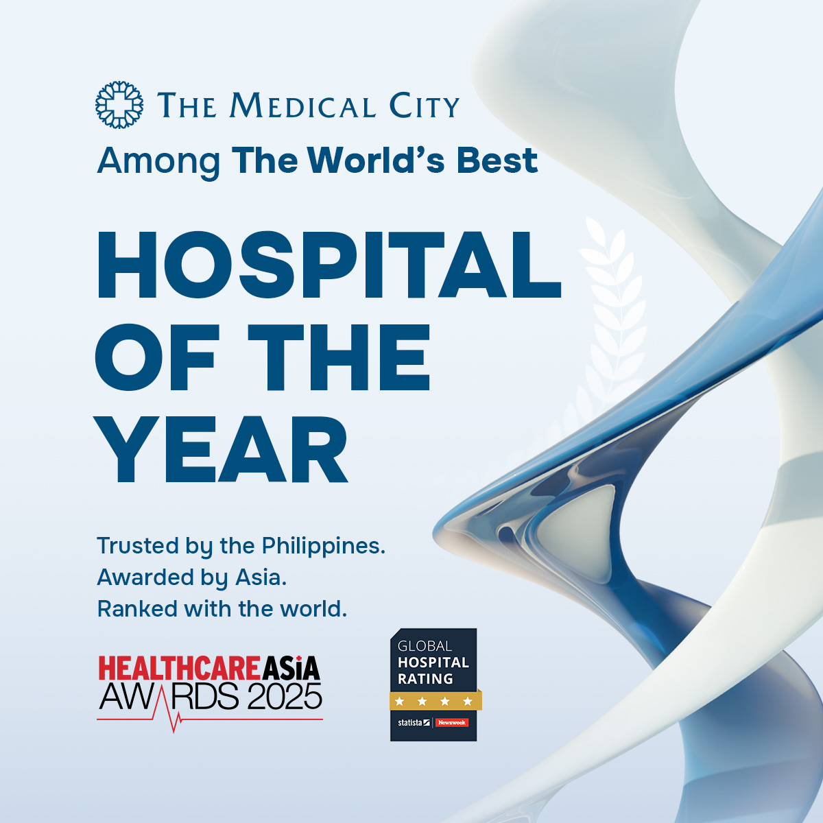 TheMedicalCity's tweet photo. The Medical City was named Hospital of the Year at the Healthcare Asia Awards 2025 and earned a 4-Star Global Hospital Rating. Thank you to our patients, partners, and community for inspiring us to deliver world-class, patient-centered care every day! #ProudTMC https://t.co/EzkynZCQ1K