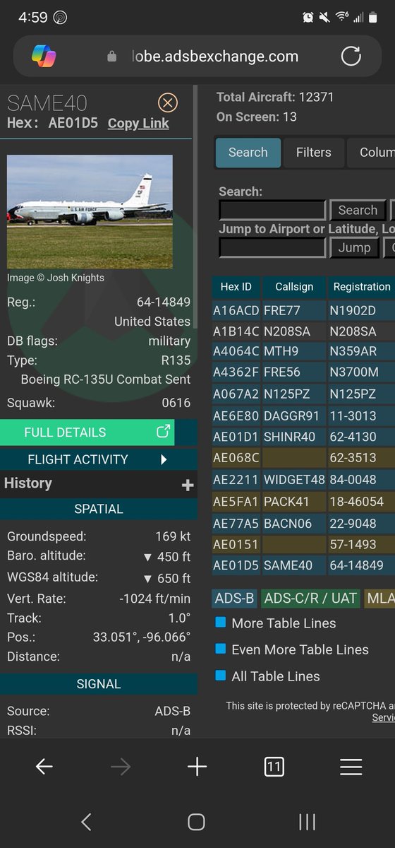 norb420's tweet photo. 20) #AE6E80 as #DAGGR91
#A1B14C as #N208SA
#A4064C as #MTH9
#A16ACD as #FRE77
#A4362F as #FRE56
#A067A2 as #N125PZ
#AE01D1 as #SHINR40
#AE068C as ?
#AE2211 as #WIDGET48
#AE5FA1 as #PACK41
#AE77A5 as #BACN06
#AE0151 as #PIRAT41
#AE01D5 as #SAME40
From this morning, another big test occurred. SHINR40 was over the Gulf first, followed by two KC-135s from Eglin AFB. The Boeing Beech aircraft were next, along with the L3Harris Caravan. They set up their respective patterns: FRE77 at 17,500 feet, FRE56 at 13,500 feet, and N208SA at 7,750 feet. DAGGR91 and WIDGET48 were airborne around the same time. WIDGET48 conducted pattern work at Tyndall AFB before setting up its pattern for range control. DAGGR91 climbed to 20,000 feet, completed a couple of orbits, set up a racetrack pattern on the southern end of its test area, and then dropped to 10,000 feet for a rectangular pattern. BACN06 maintained an orbit at 40,975 feet. MTH9 and N125PZ were the last two up. N125PZ didn’t fully participate; it climbed to 10,725 feet, descended, and returned to Eglin AFB. MTH9 continued, joining the others and setting up its normal pattern inside DAGGR91’s rectangle, flying at 8,800 feet. Several dynamic hexes appeared that I didn’t cover, along with a few others I likely missed. DAGGR91 took off at 8:21AM and landed at 11:26AM, for a flight time of three hours and six minutes. MTH9 later made its way back, landing at Savannah/Hilton Head International Airport. I expect DAGGR91 and N125PZ will head back to KAPA tomorrow.
https://t.co/g213fGLWrL