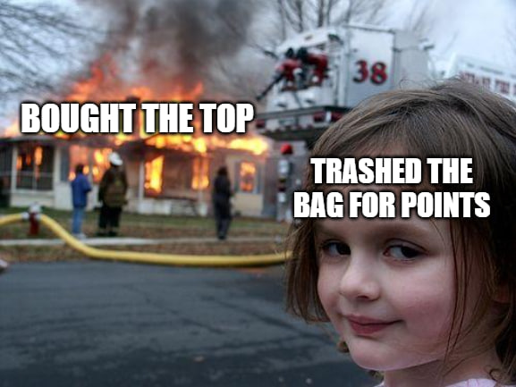 trashd0tmeme's tweet image. Everyone: still holding the dip
Me: already farmed airdrop points by trashing the bag.

♻️ trash.meme