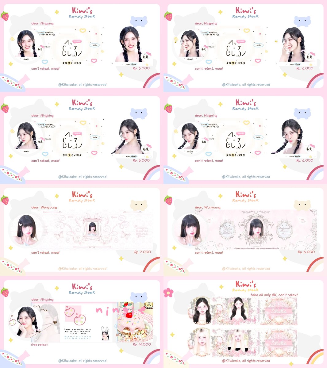 Kiiwicake's tweet image. ayo jajan layout ready stock Ningning Aespa gemes, Wonyoung Ive dan ulzzang coquette nya, gusy! 😋💗 #zonauang