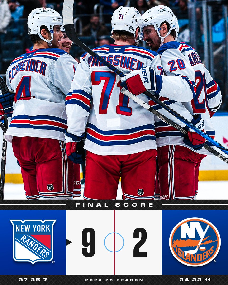 NHL's tweet photo. The @NYRangers score nine on Long Island! 🚨 https://t.co/HPvygN2TTY