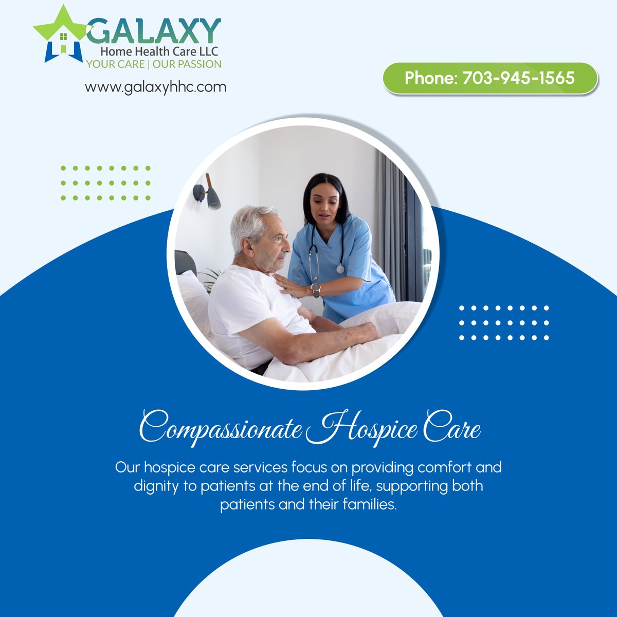 GalaxyHomeHC's tweet photo. We offer compassionate hospice care for your loved ones, ensuring comfort during their most challenging time. Call us at 703-945-1565 for more information. 

#HomeHealthCare #WoodbridgeVA #HospiceCare https://t.co/gtw3ZCKIws