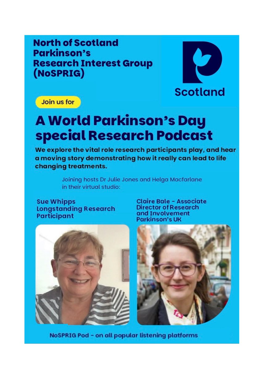 On World Parkinson’s Day the NoSPRIG Pod team are appealing to the Parkinson’s community to step forward and volunteer for research. To those already participating and to all the researchers working in pursuit of better treatments, a huge THANK YOU! Together we will find a cure💙